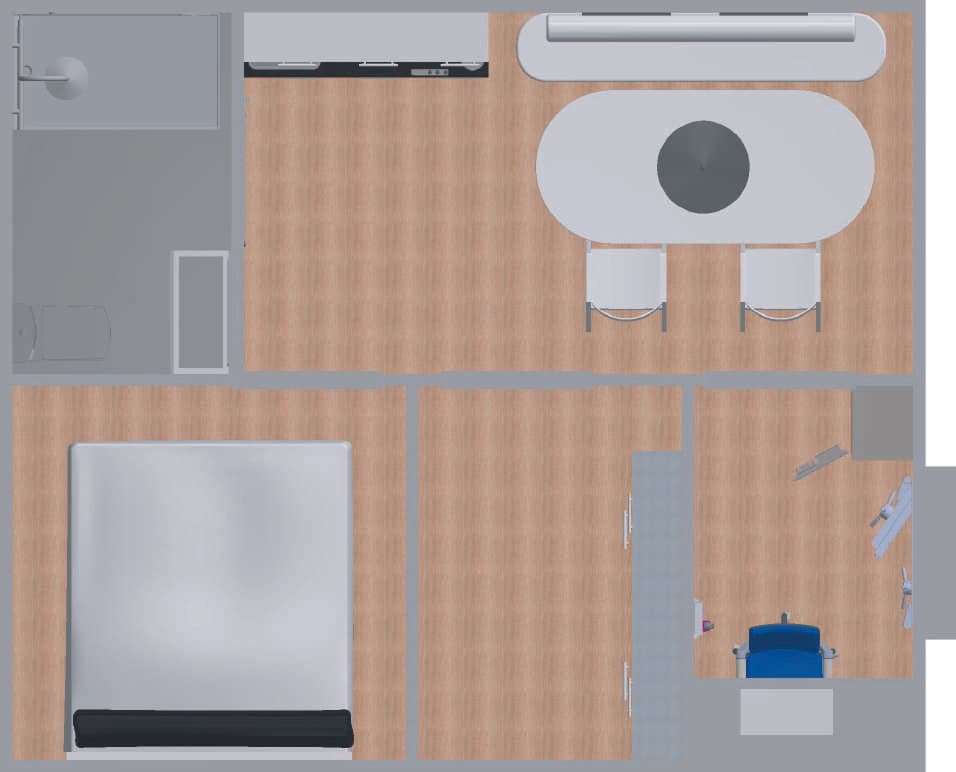 ISO-20 Double floor plan — 6.06 × 4.88 × 2.59 m