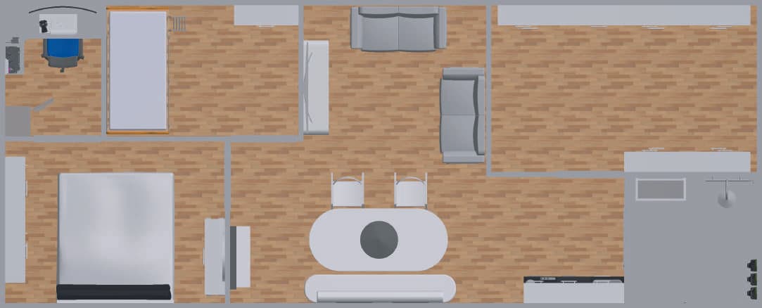 ISO-40 Double floor plan — 12.19 × 4.88 × 2.59 m