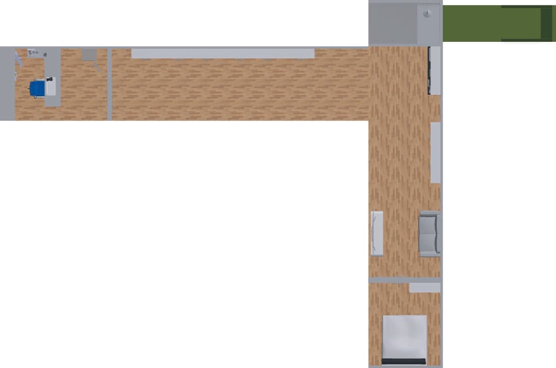 ISO-40 Type T floor plan — T-configuration: 12.19 m main + 6.31 m perpendicular wing
