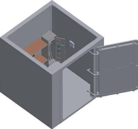 Panic Room floor plan — 2.5 × 2.5 × 2.5 m (interior)